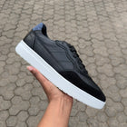 Black Blue Men's Leather Sneakers