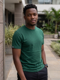 Green Plain Heavy Fabric Men's Round Neck  Shortsleeve Tshirt