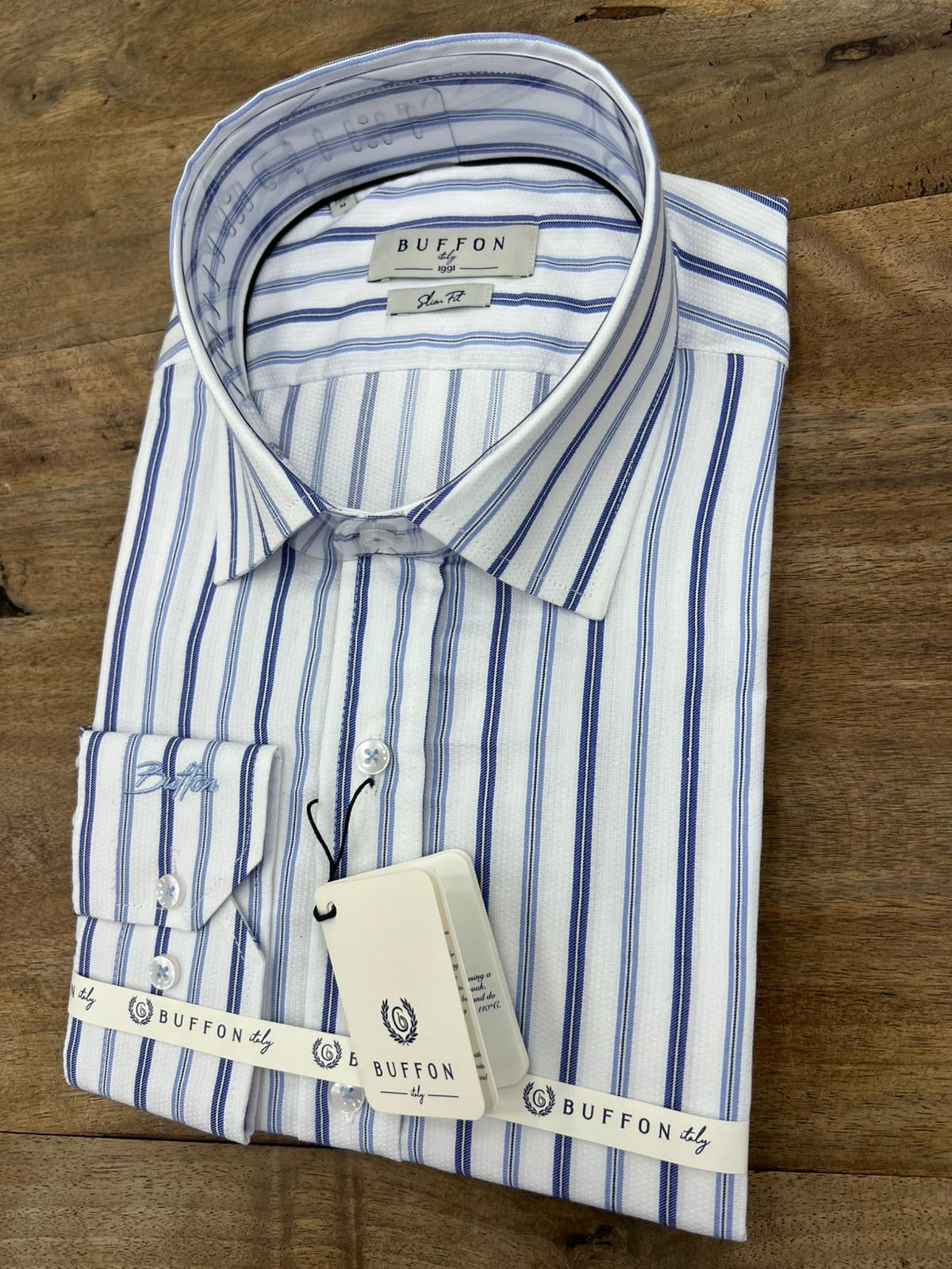 Blue White Striped Men's Longsleeve Formal Shirt