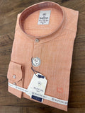 Peach Chinese Collar Men's Longsleeve Casual Shirt