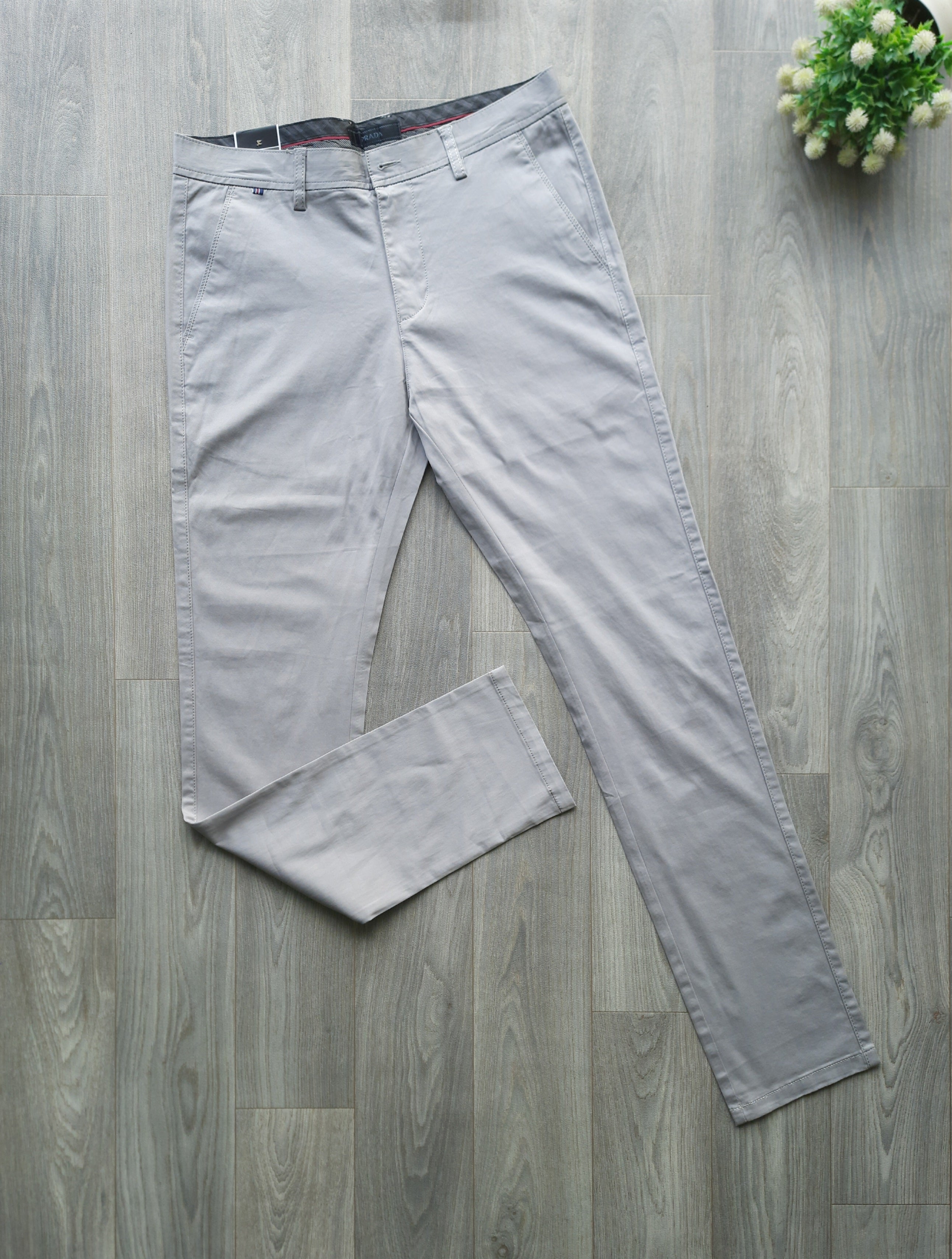 Light Grey Slim Fit Men's Chino/ Khaki Pants