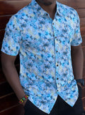 Yellow Blue Pattern Men's Shortsleeve Shirt