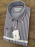 Blue Maroon Striped Men's Slim Fit Longsleeve Formal Shirt