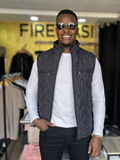 Dark Blue Quilted Fleeced Men's Half Jacket