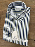 Blue Green Striped Men's Slim Fit Longsleeve Formal Shirt