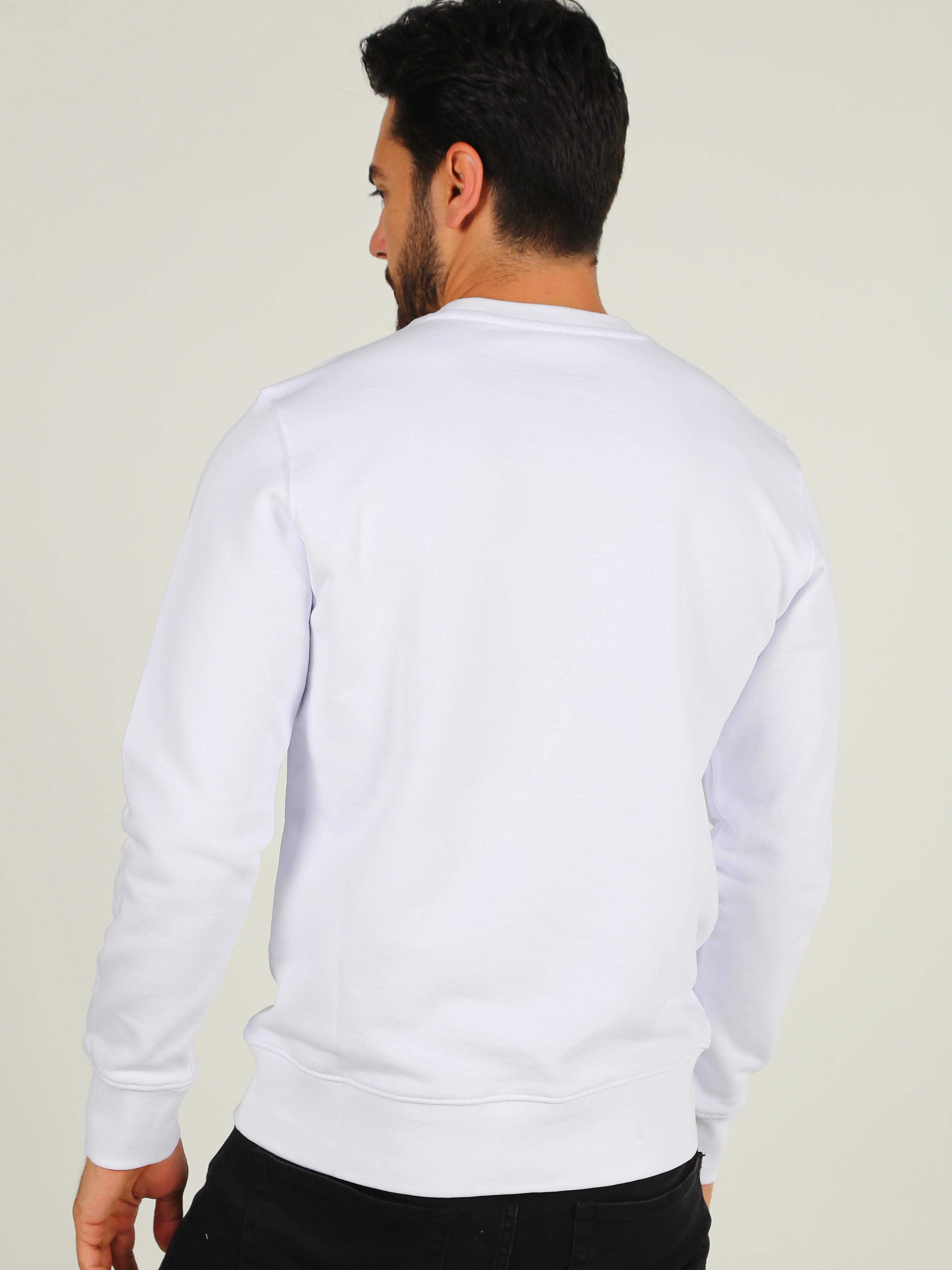 White BR Print Men's Sweatshirt