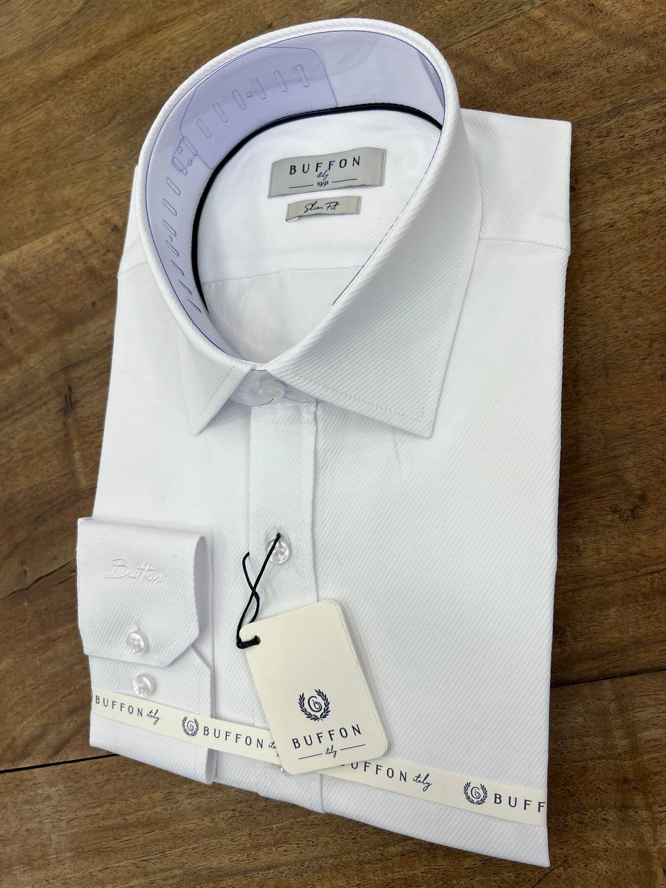 White Plain Detailed Men's Slim Fit Longsleeve Formal Shirt (2)