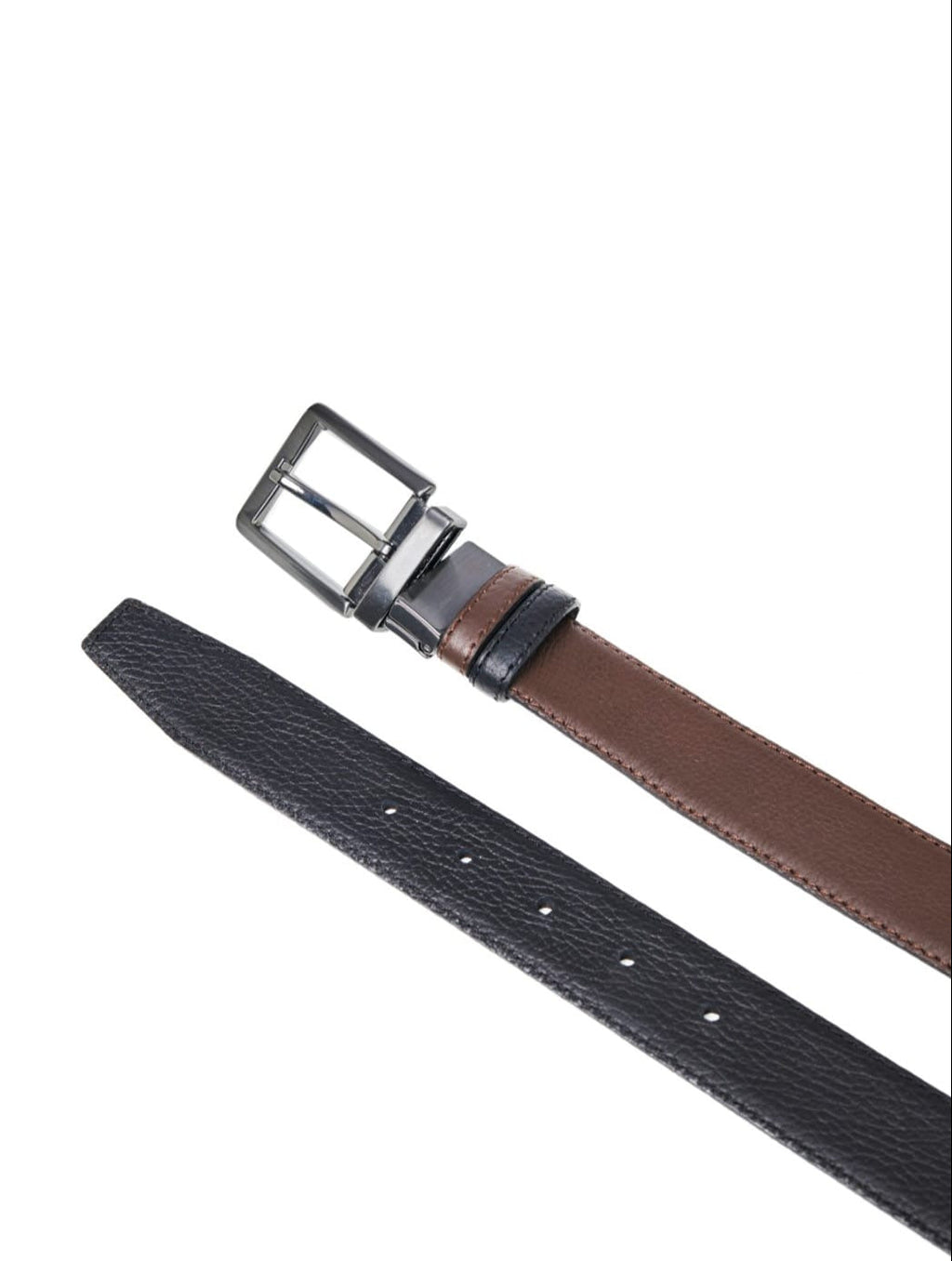 Brown and Black Reversible Men's Leather Belt