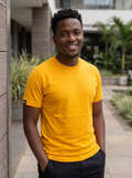 Mustard Plain Heavy Fabric Men's Round Neck Shortsleeve Tshirt