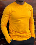 Mustard Plain Heavy Fabric Men's Longsleeve Round Neck Tshirt