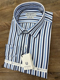 Blue White Striped Men's Slim Fit Longsleeve Formal Shirt