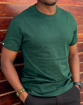 Green Plain Heavy Fabric Men's Round Neck  Shortsleeve Tshirt
