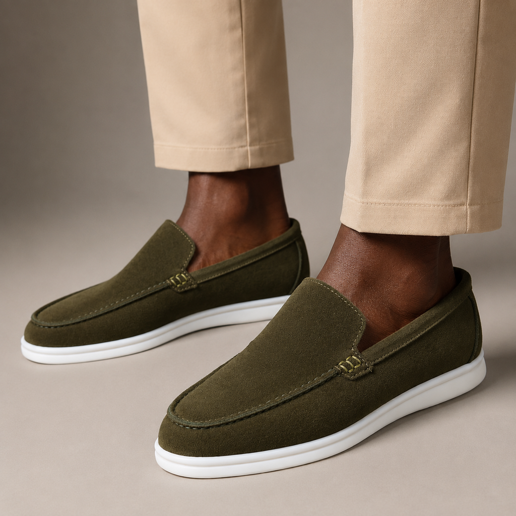 Jungle Green Men's Suede Leather Loafers