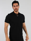 Black Plain Ribbed Collar Men's Polo Tshirt