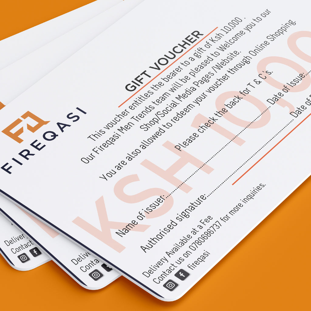 Gift voucher or gift card for gifts for men or gifts for him Ksh 10000