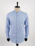 Light Blue Chinese Collar Men's Slim Fit Longsleeve Casual Shirt