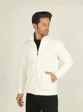 White Zipped Men's Cardigan Sweater