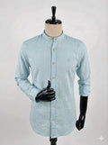 Light Green Chinese Collar Men's Longsleeve Casual Shirt