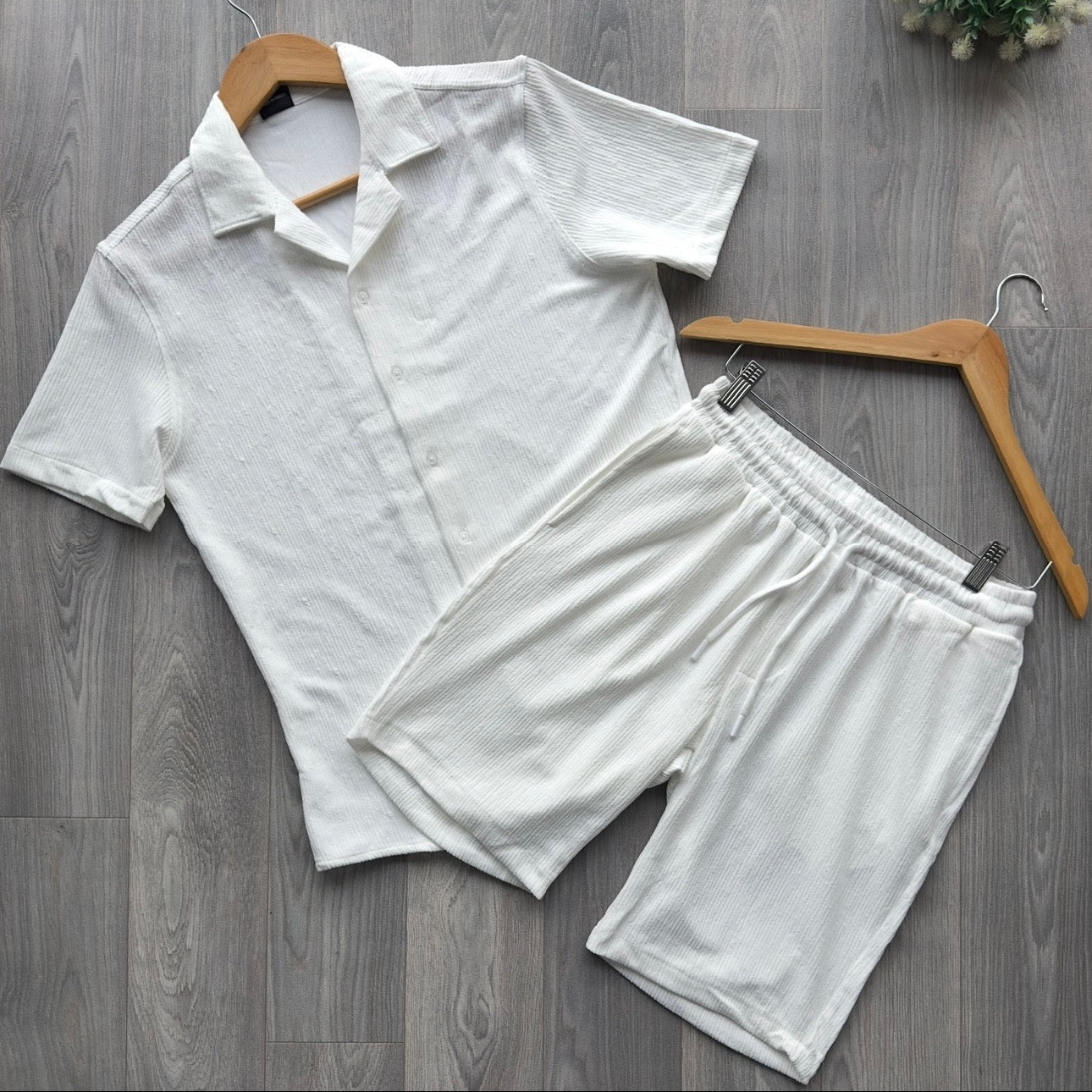 White Shirt & Short Men's Set