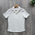 White Plain Detailed Cuban Men's Shortsleeve Shirt