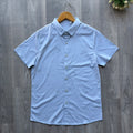 Light Blue Leaf Pattern Men's Shortsleeve Shirt