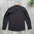 Black Chinese Collar Men's Longsleeve Casual Shirt