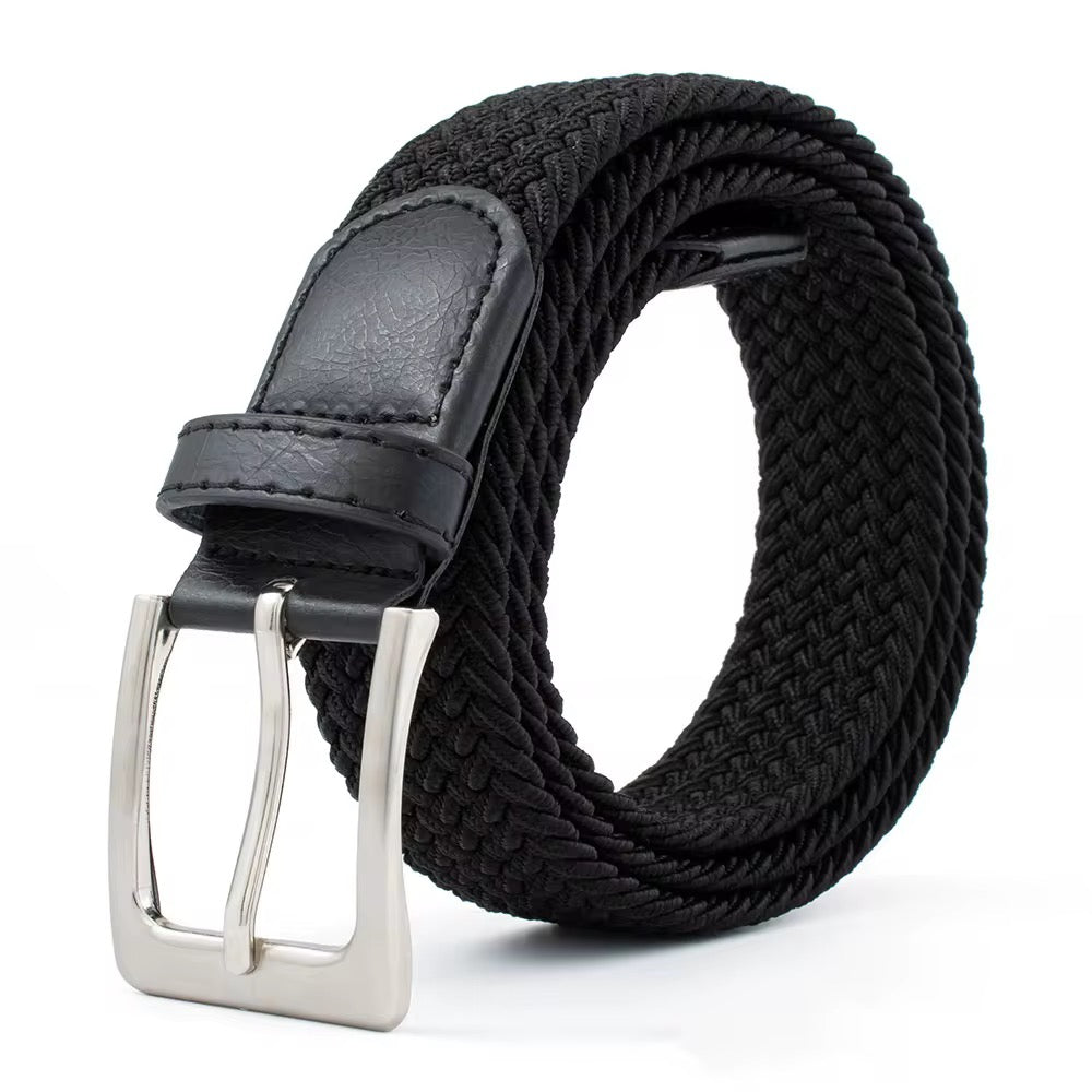 Black Men's Stretchable Woven Belt ( Size Waist 30-38)