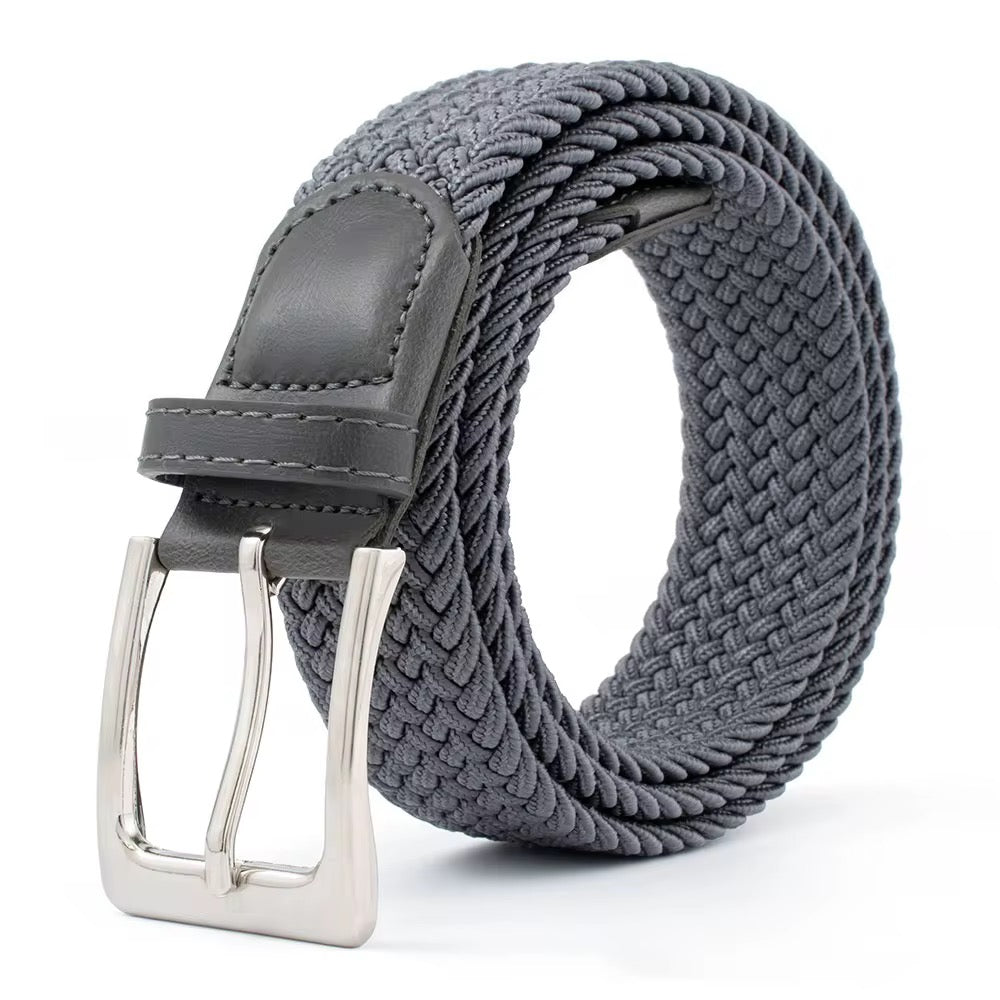 Dark Grey Men's Stretchable Woven Belt ( Size Waist 30-38)