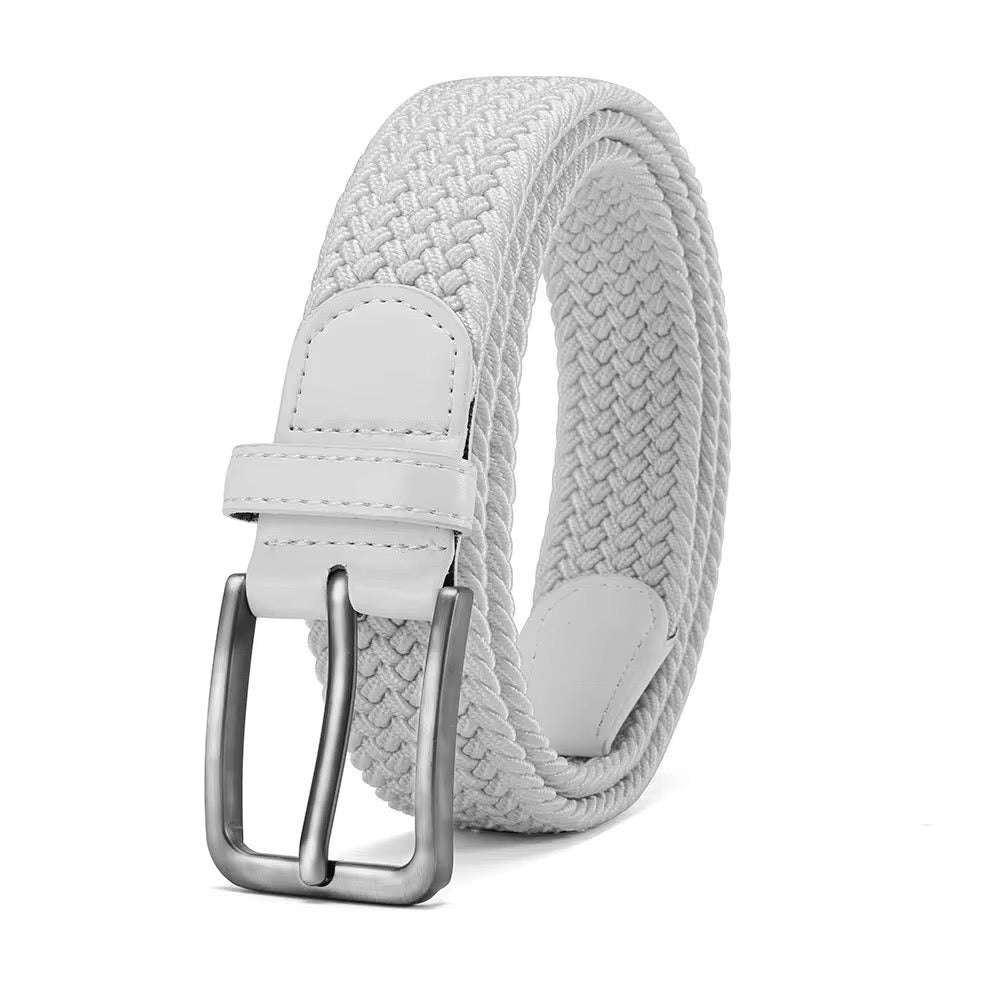 White Men's Stretchable Woven Belt ( Size Waist 30-38)