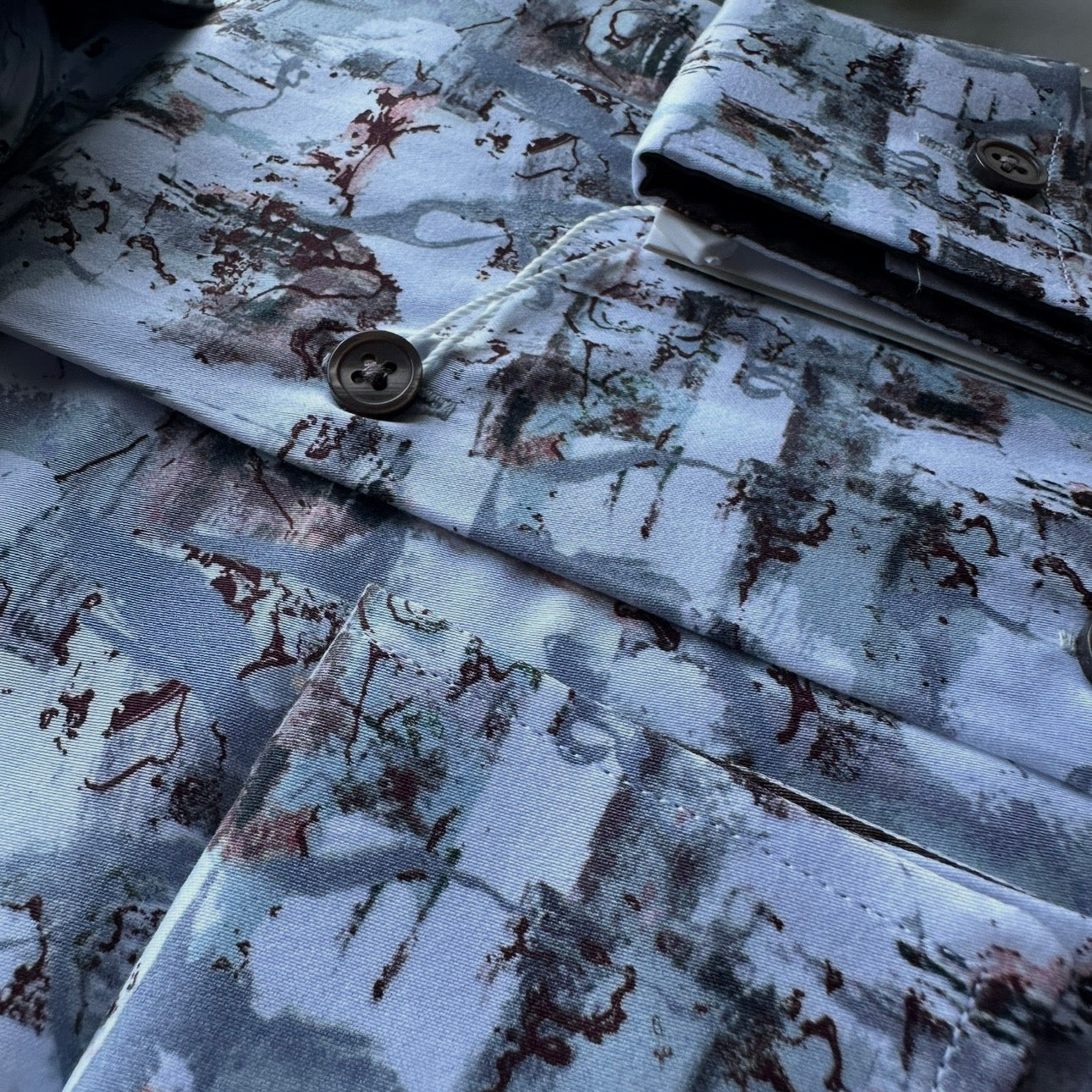 Peach Grey Abstract Men's Casual Longsleeve Shirt