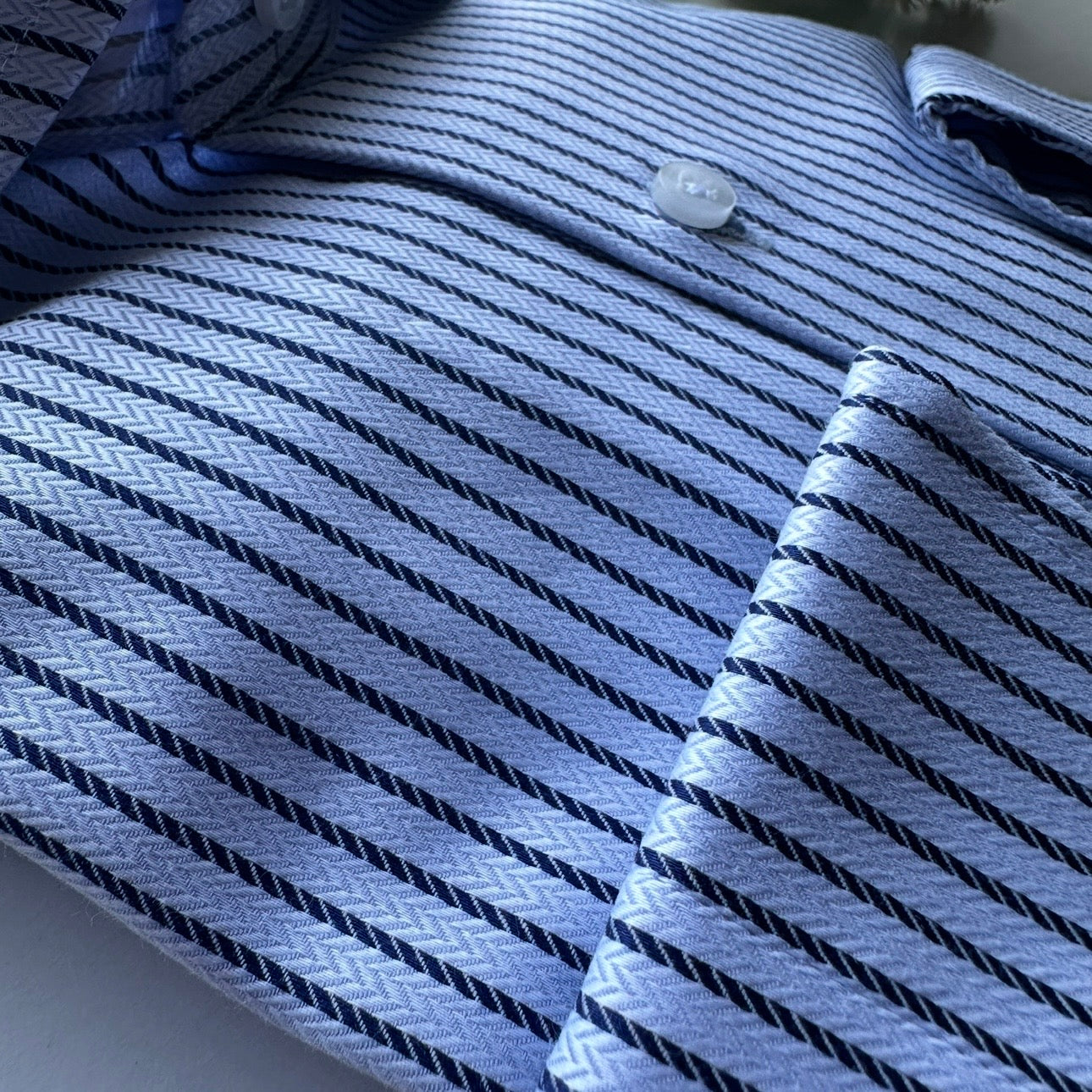 Blue Striped Non-Iron Men's Longsleeve Formal Shirt