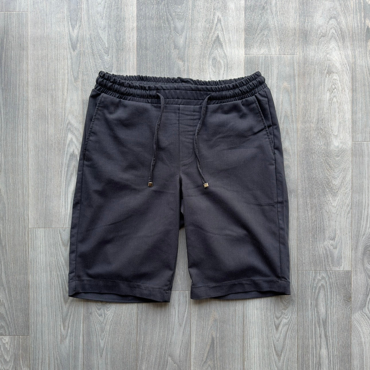 Black Linen Cotton Men's Drawstrings Shorts