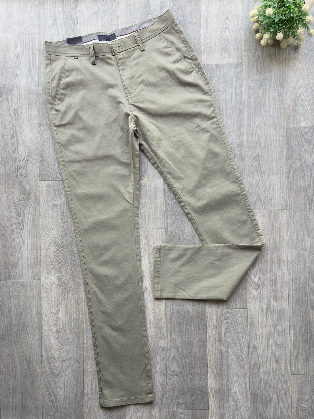 Light Green Slim Fit Men's Chino/ Khaki Pants