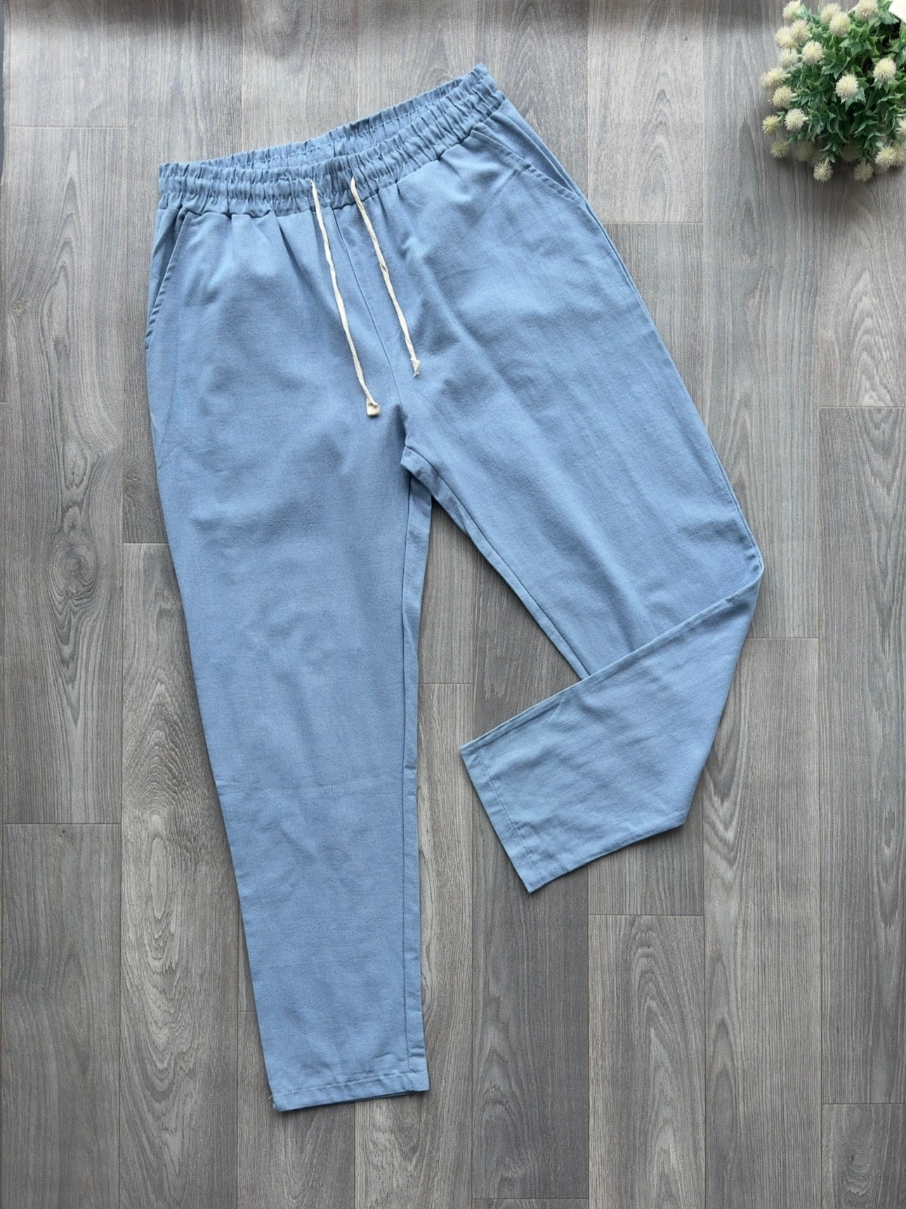Light Blue Lightweight Men's Drawstring Pants