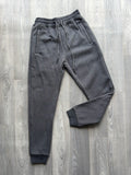 Dark Grey Plain Men's Fleeced Sweatpants