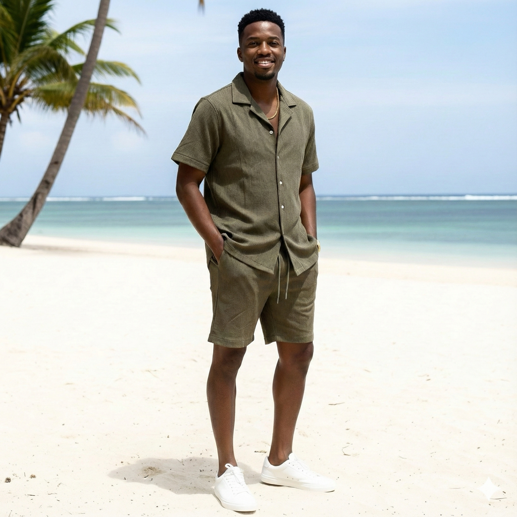 Green Shirt & Short Men's Set