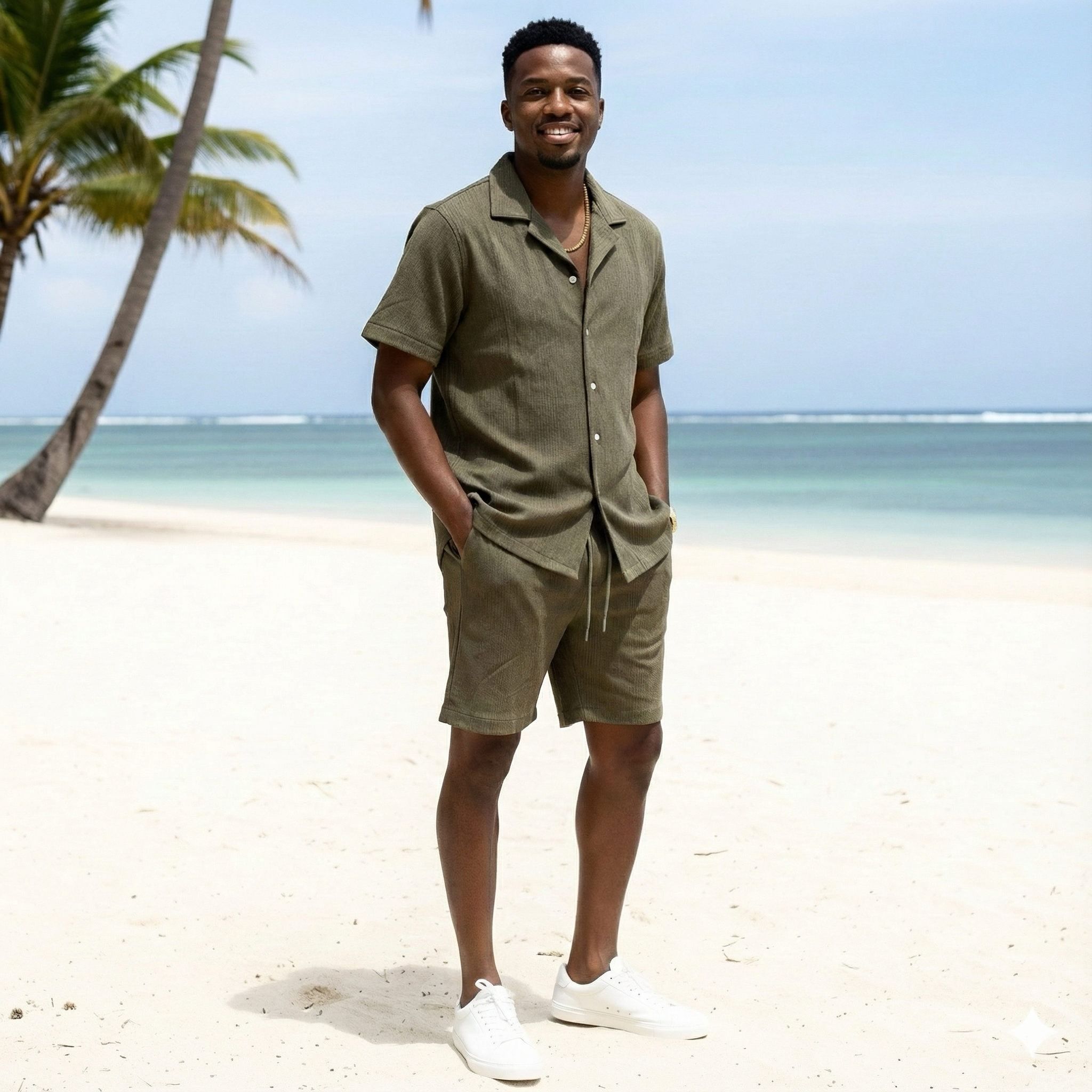 Green Shirt & Short Men's Set