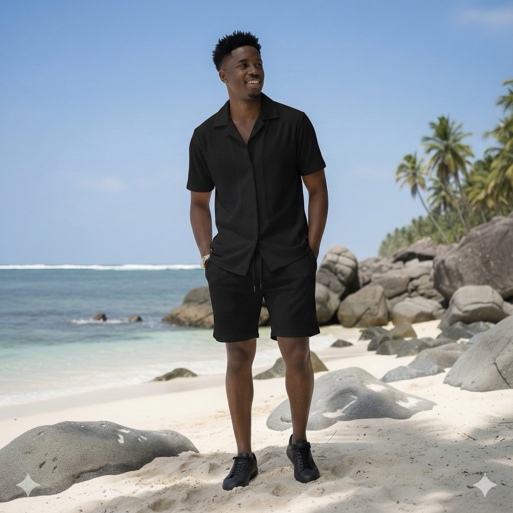 Black Shirt & Short Men's Set
