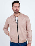 Beige Suede/ Velvet Bomber Men's Jacket