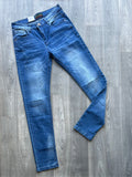 Blue Rugged Detail Men's Slim Fit Jeans