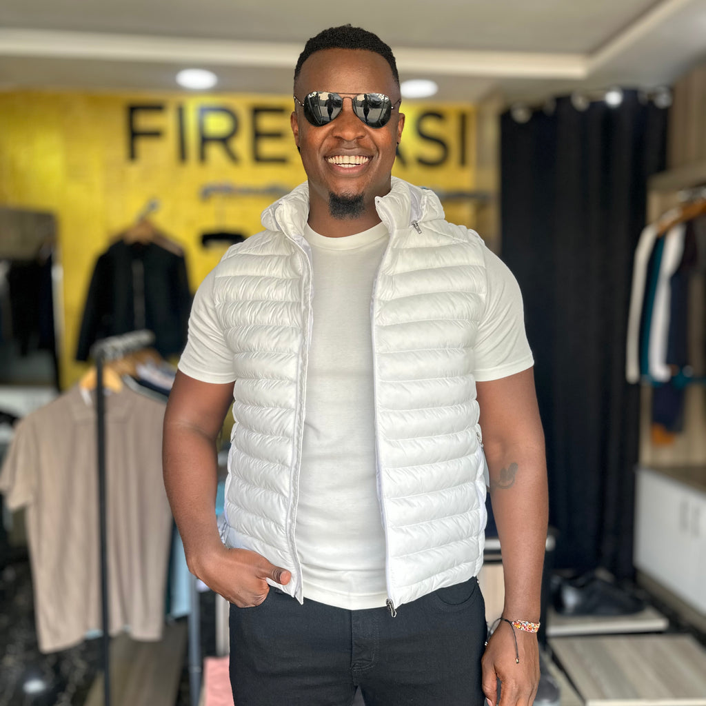 White Removable Hoodie Men's Half Jacket