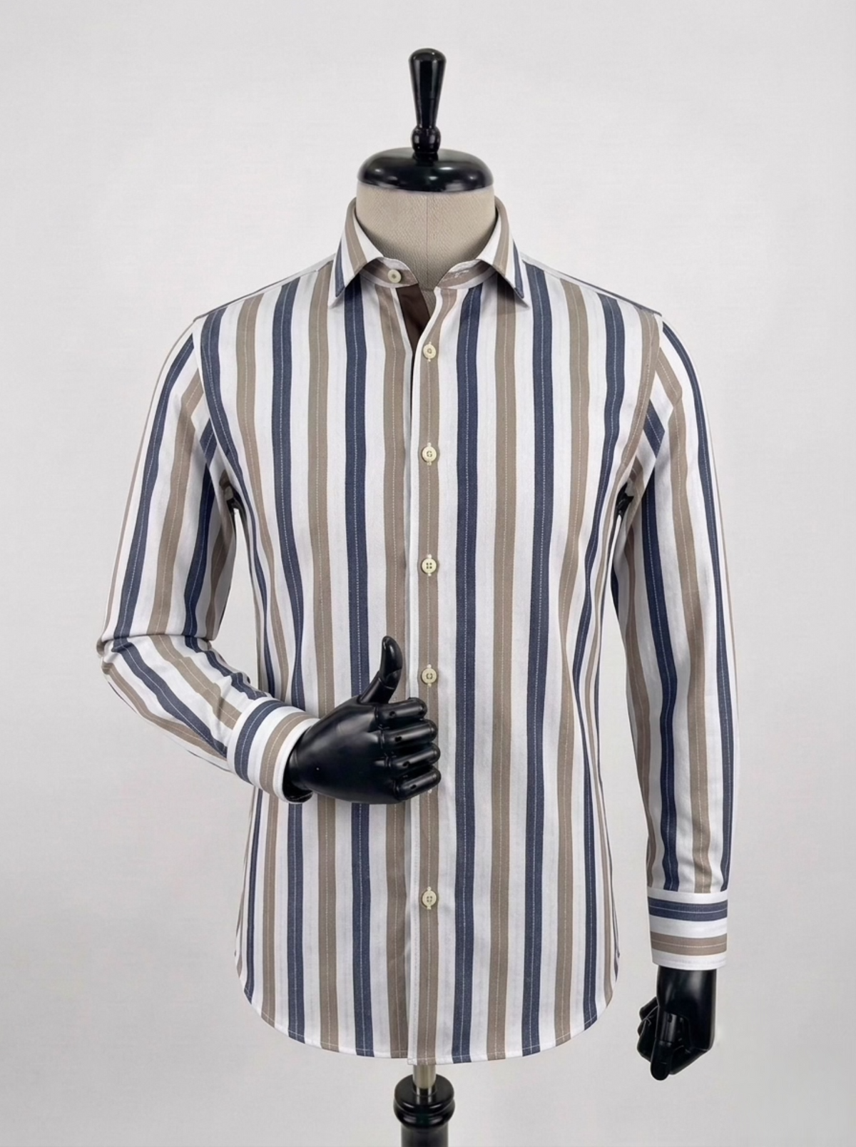 Men's Beige Striped Regular Fit Casual/ Formal Longsleeve Shirt Fireqasi