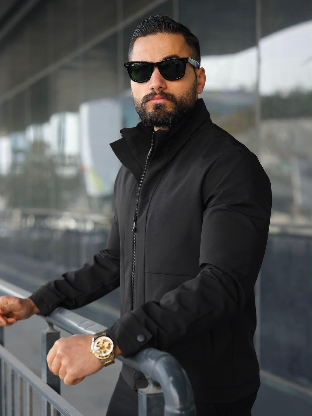 Men's Black Lightweight Jacket closed zip from fireqasi
