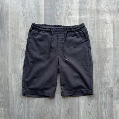Men's Black Linen Cotton Drawstrings Shorts fireqasi