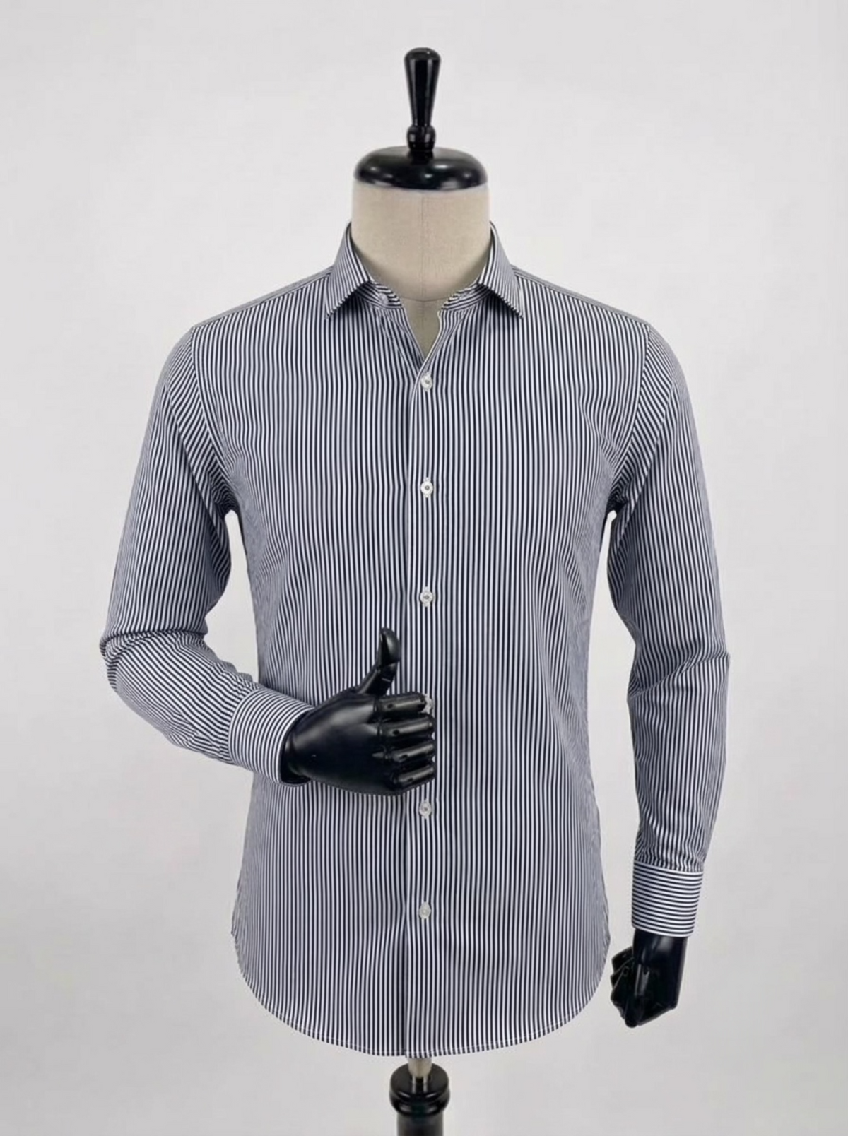 Men's Black Pin Striped Slim Fit Longsleeve Formal Shirt Fireqasi