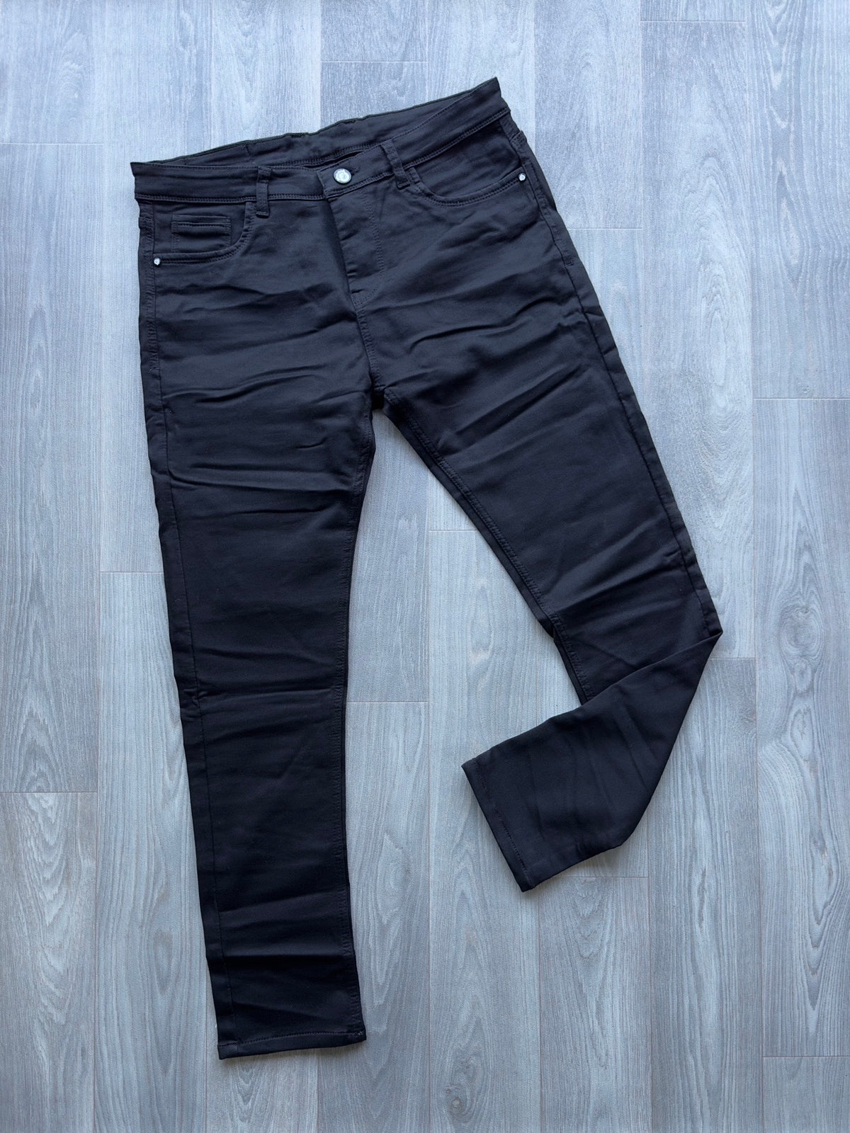 Men's Black Plain Business Casual Slim Fit Jeans Fireqasi