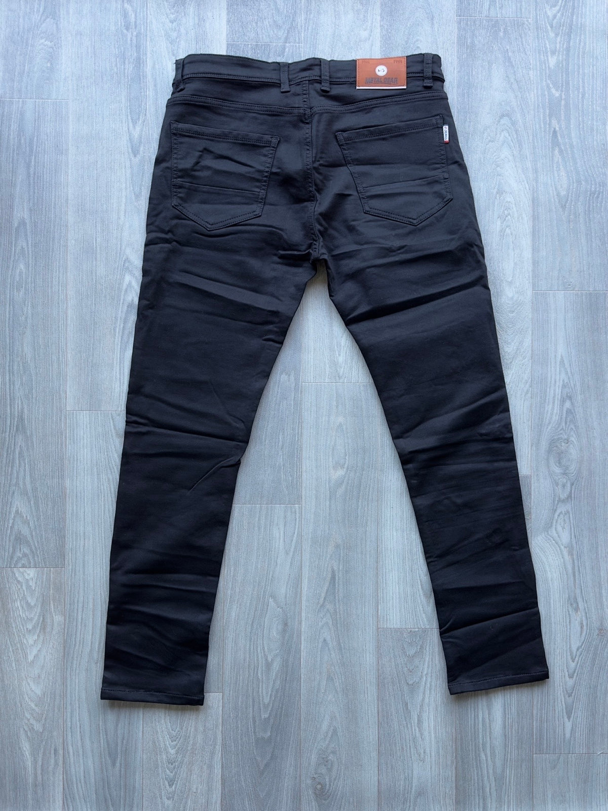 Men's Black Plain Business Casual Slim Fit Jeans Fireqasi back view 
