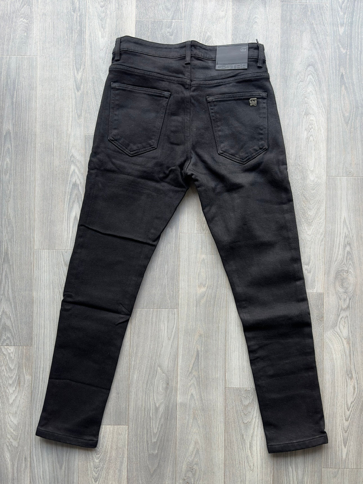 Men's Black Plain Heavy Slim Fit Jeans back view