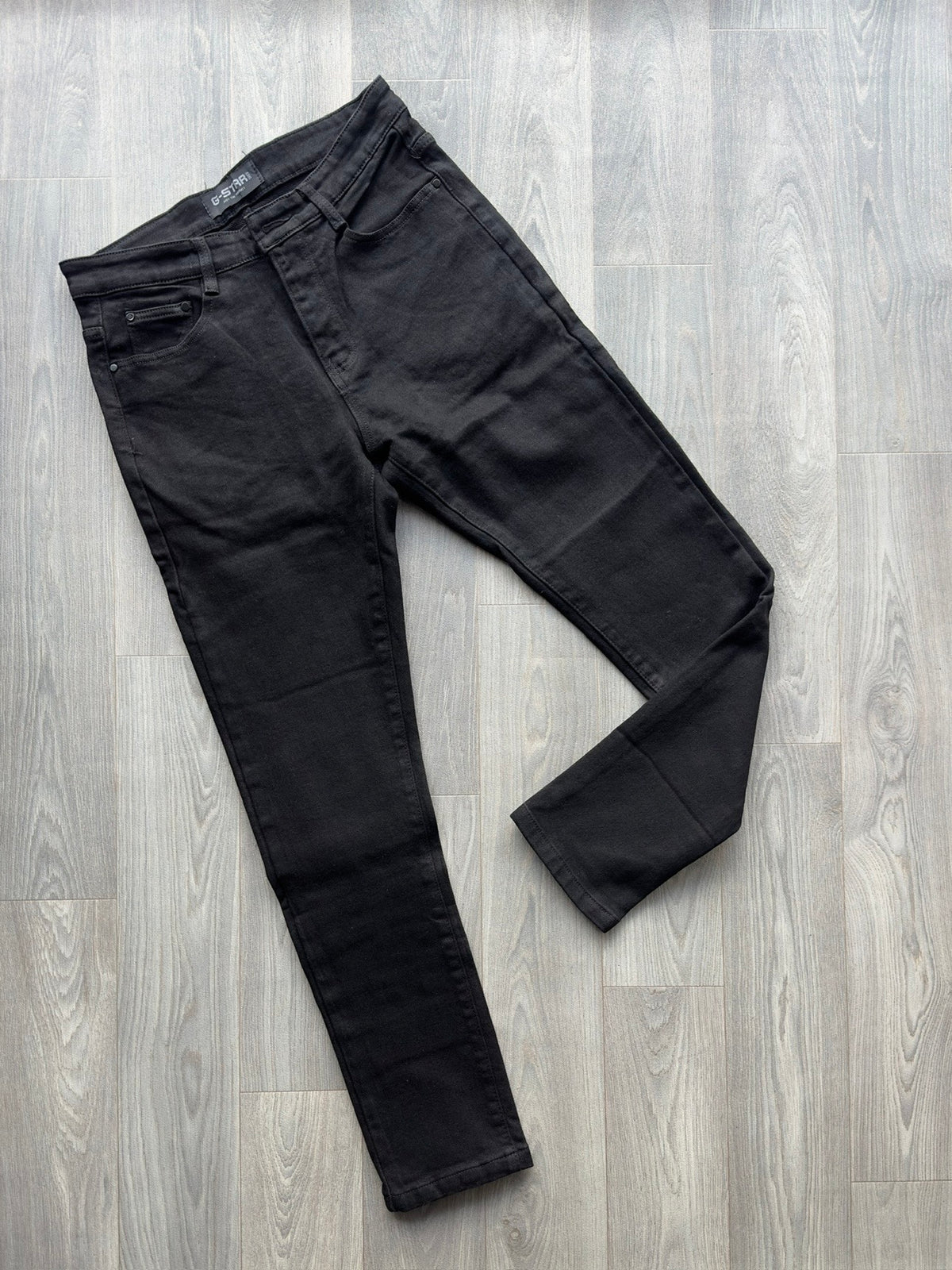 Men's Black Plain Heavy Slim Fit Jeans front view