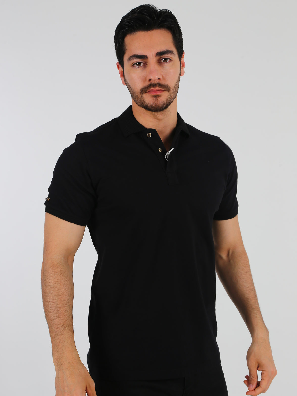 Men's Black Plain Ribbed Collar Polo Tshirt Fireqasi